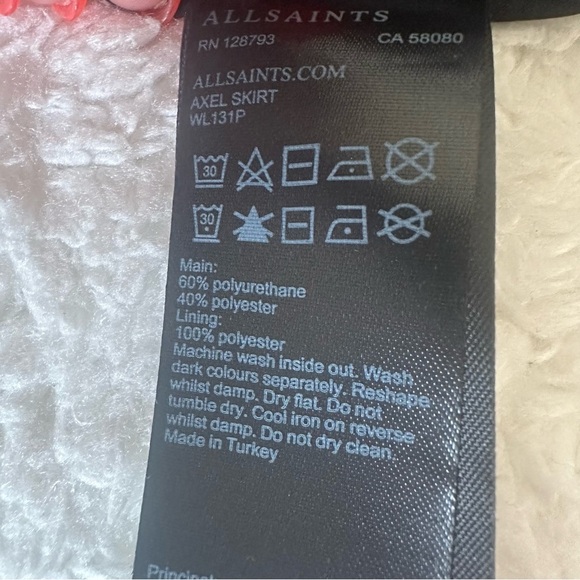 All Saints Axel Faux Leather Zip Front Skirt Black Classic Edge Size 8 - Picture 7 of 12